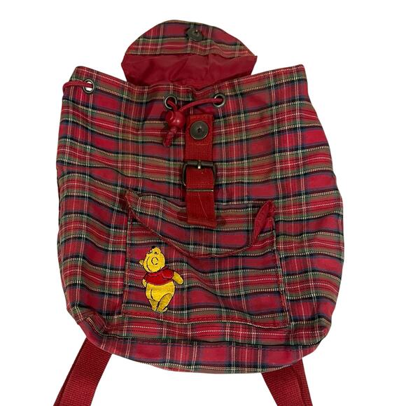 Vintage 90s Y2K Disneys Winnie The Pooh Red Plaid Mini Backpack Purse Bag - Picture 6 of 12